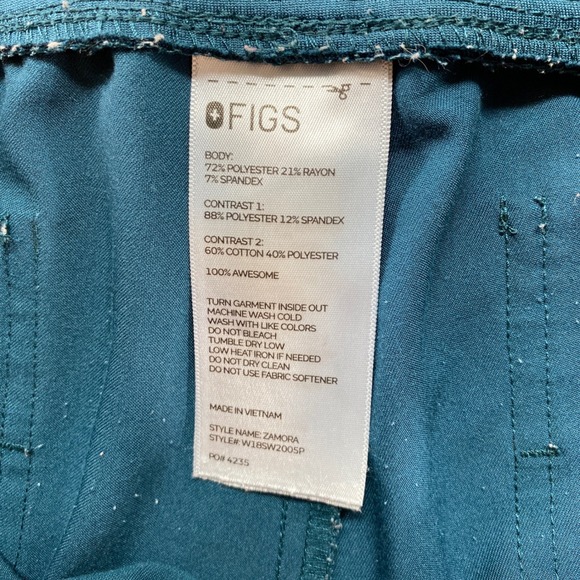 FIGS Zamora Jogger Scrub Pants Womens Large Teal Blue Cargo Pocket Drawstring - Picture 2 of 11